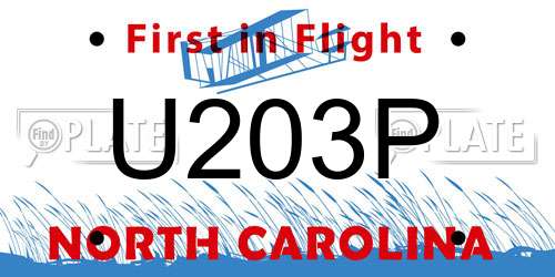 U203P North Carolina License Plate