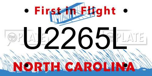 U2265L North Carolina License Plate