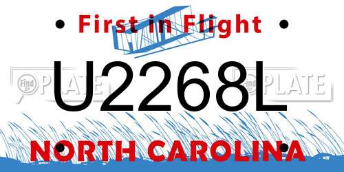 U2268L North Carolina License Plate