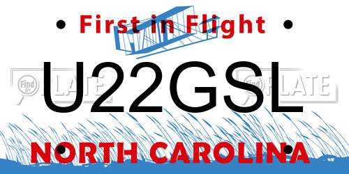 U22GSL North Carolina License Plate
