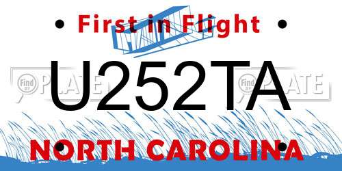 U252TA North Carolina License Plate
