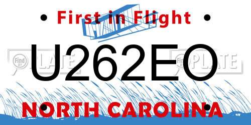 U262EO North Carolina License Plate