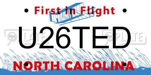 U26TED North Carolina License Plate