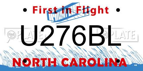 U276BL North Carolina License Plate