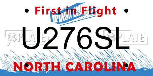 U276SL North Carolina License Plate