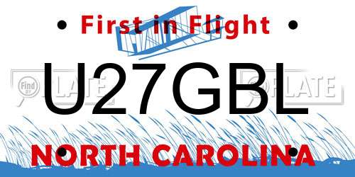 U27GBL North Carolina License Plate