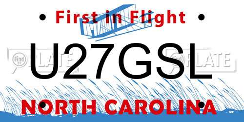 U27GSL North Carolina License Plate
