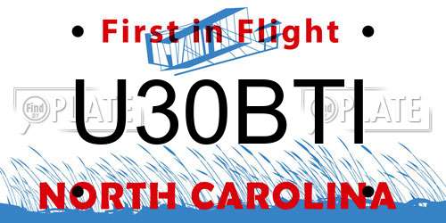 U30BTI North Carolina License Plate