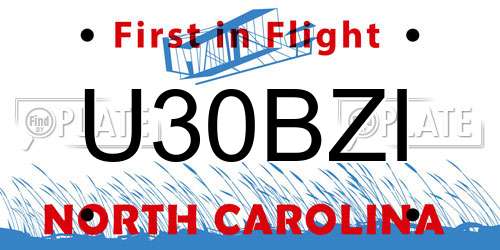 U30BZI North Carolina License Plate