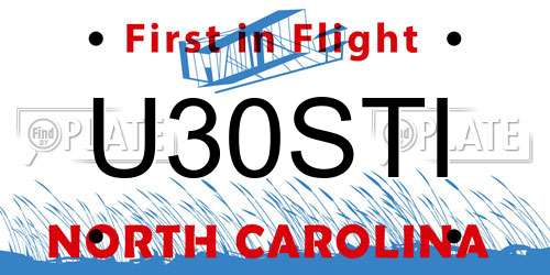 U30STI North Carolina License Plate