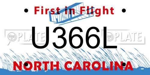 U366L North Carolina License Plate
