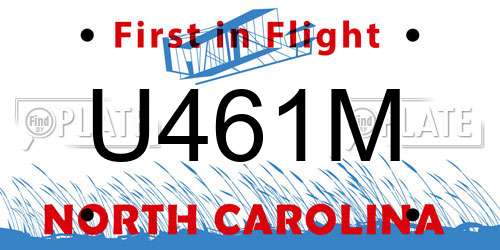 U461M North Carolina License Plate