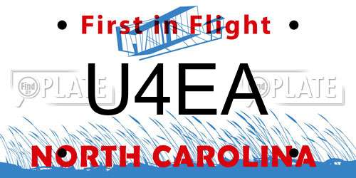 U4EA North Carolina License Plate