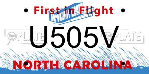 U505V North Carolina License Plate