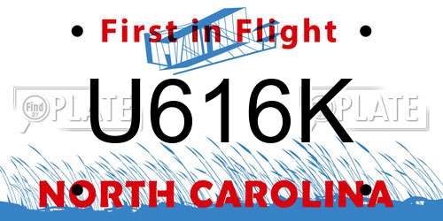 U616K North Carolina License Plate