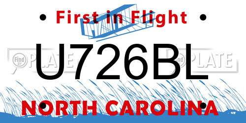 U726BL North Carolina License Plate
