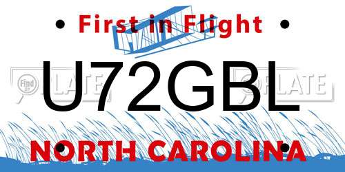 U72GBL North Carolina License Plate