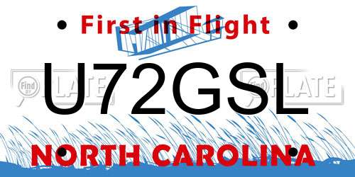 U72GSL North Carolina License Plate