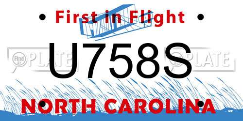 U758S North Carolina License Plate