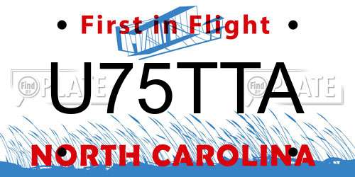 U75TTA North Carolina License Plate