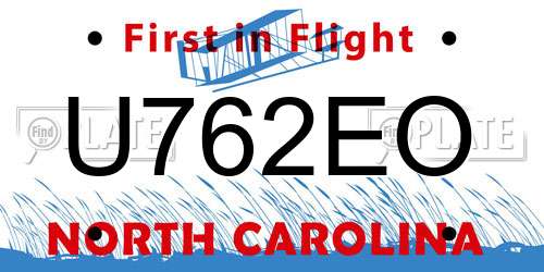 U762EO North Carolina License Plate