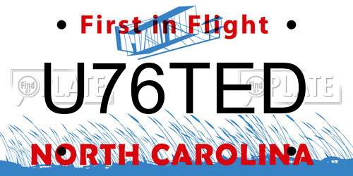 U76TED North Carolina License Plate