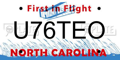 U76TEO North Carolina License Plate