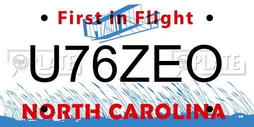 U76ZEO North Carolina License Plate