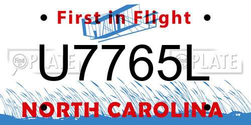 U7765L North Carolina License Plate