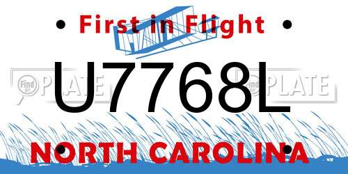 U7768L North Carolina License Plate