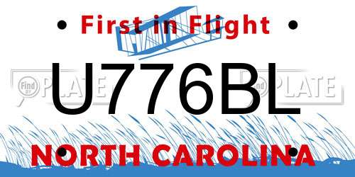 U776BL North Carolina License Plate