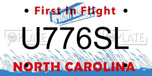 U776SL North Carolina License Plate