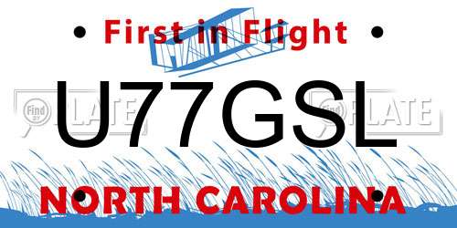 U77GSL North Carolina License Plate