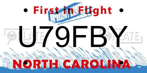 U79FBY North Carolina License Plate