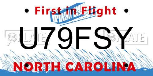 U79FSY North Carolina License Plate