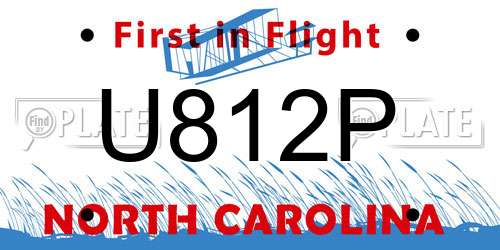 U812P North Carolina License Plate