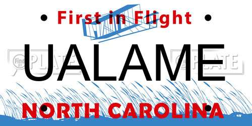 UALAME North Carolina License Plate