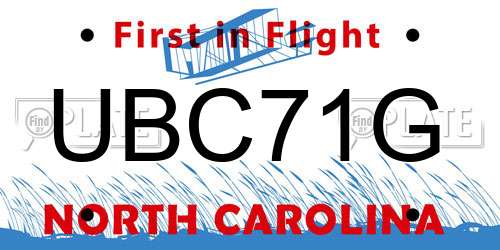 UBC71G North Carolina License Plate