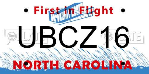 UBCZ16 North Carolina License Plate