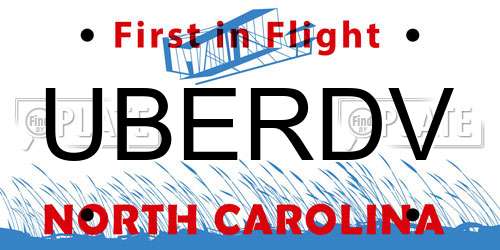 UBERDV North Carolina License Plate