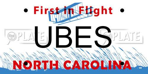UBES North Carolina License Plate