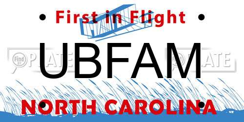 UBFAM North Carolina License Plate