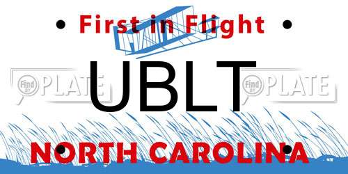 UBLT North Carolina License Plate