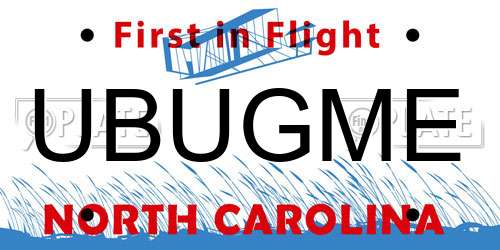 UBUGME North Carolina License Plate