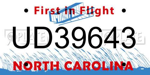 UD39643 North Carolina License Plate