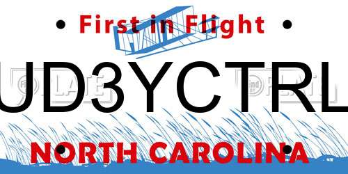 UD3YCTRL North Carolina License Plate