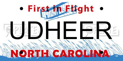 UDHEER North Carolina License Plate