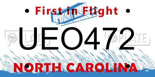 UEO472 North Carolina License Plate