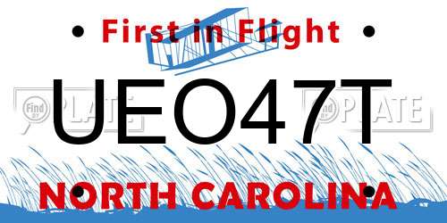 UEO47T North Carolina License Plate
