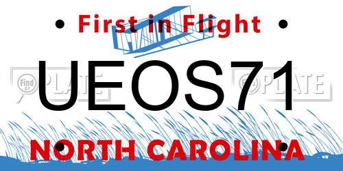 UEOS71 North Carolina License Plate